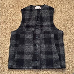 Filson Mackinaw Wool Men's  Vest Plaid Charcoal 38 vintage